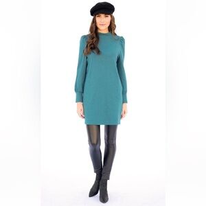 evy's tree Teal Long Sleeve Knit Shift Dress